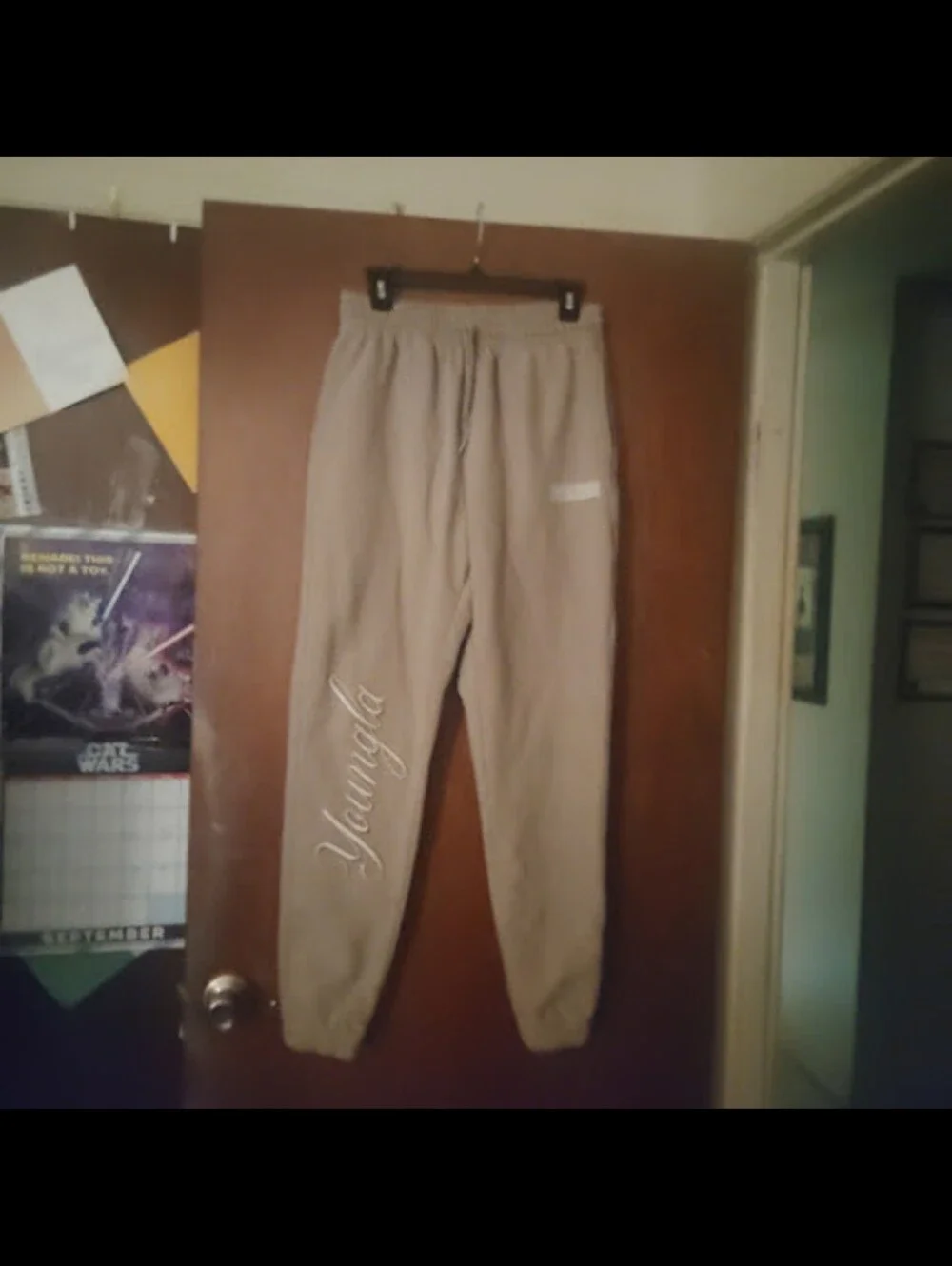 YOUNG LA Tan Embroidered Joggers - Mens Size Small